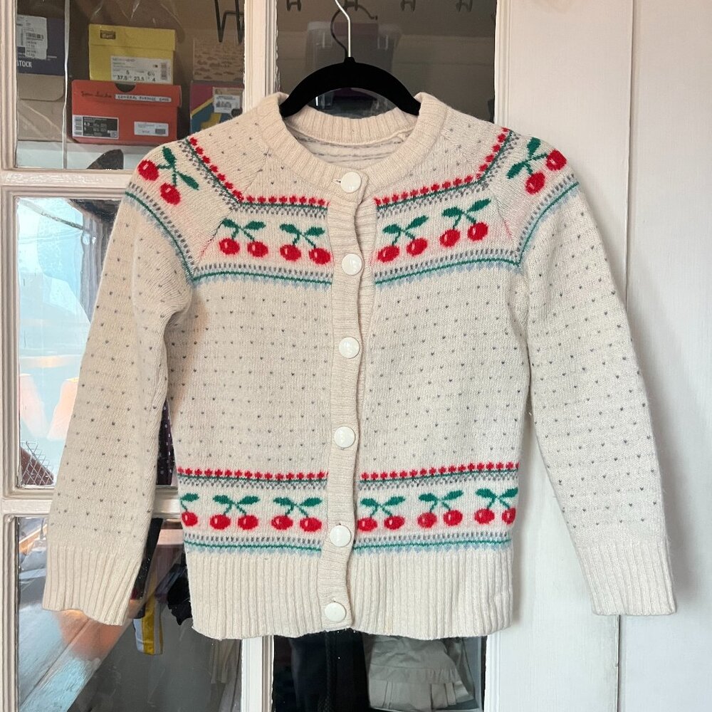 VINTAGE CHERRY PRINT CARDIGAN XXS / XS |